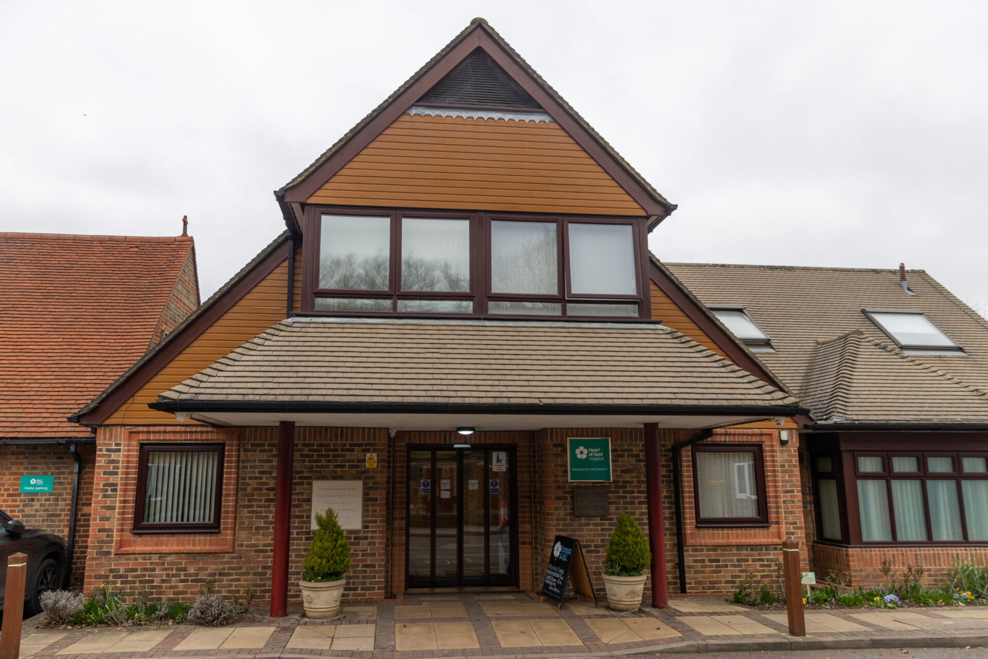 Heart of Kent Hospice building An outside view of the main Heart of Kent Hospice building entrance.