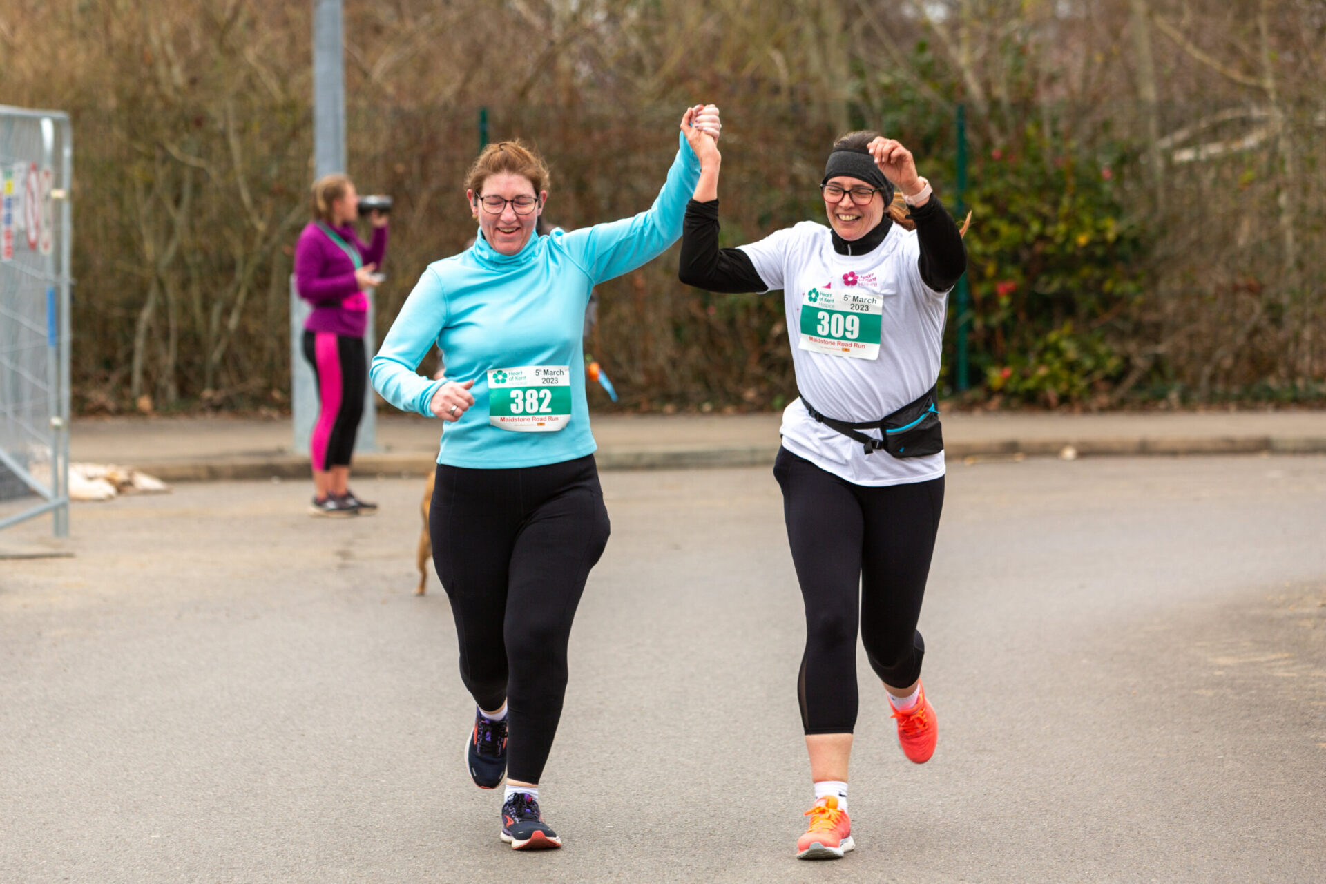 Maidstone Road Run 2023 two women finishing the race