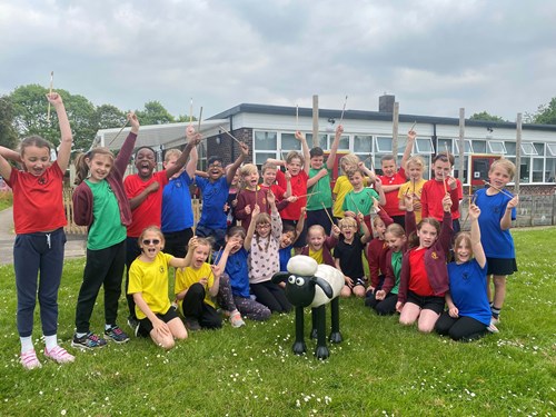 chidlren from lunsford primary school are excited to join the flock